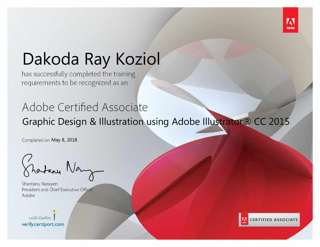 Adobe Illustrator Certification. Try viewing the pdf below: